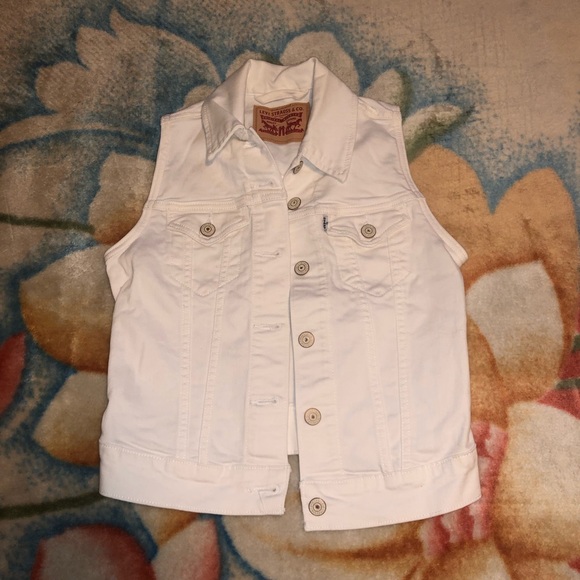 Levi White Denim Sleeveless jacket - Picture 1 of 2